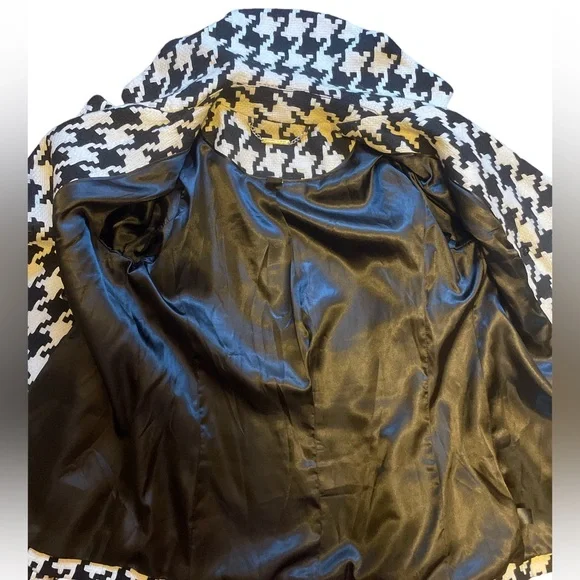White House Black Market Houndstooth Pea Coat Large - Picture 9 of 13